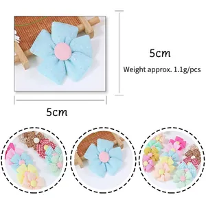 Plaid and solid five-petal fabric flowers for DIY crafts hair accessories 5cm