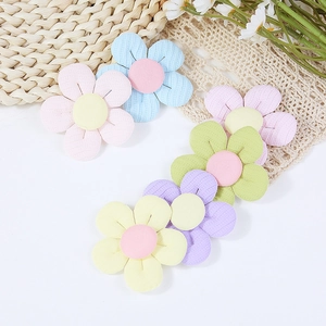 Fabric Flower Patch For DIY Hair Accessory Clothing Brooch Handmade Korean Style Five Petal Flower Applique Sewing Decor