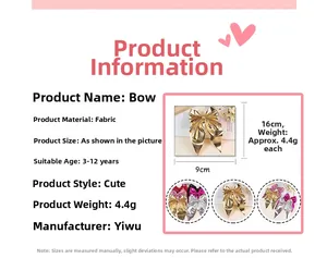 Detailed view of elegant metallic bow knot hair clip with dimensions 16cm by 9cm
