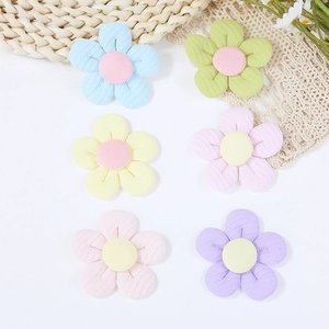 Set of 6 colorful fabric five-petal flowers for DIY crafts and hair accessories