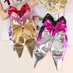 French Style Metallic Bowknot Hair Clip Elegant Long Streamer Satin Finish Hairpin Hair Accessories For Kids Women