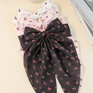 Dolce Fermaglio per Capelli a Fiocco Con Stampa Ciliegia Cuore Arcobaleno Coda Lunga Fatto a Mano per Bambina Accessori