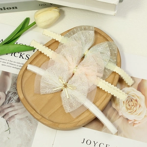 Sweet Mesh Bow Baby Headband With Elastic Lace Band Cute Tulle Hair Accessories For Newborn Toddler Infant Girls Hair Decoration