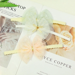 Three-piece baby girl headbands set with large tulle bows and stylish star charms
