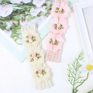 Nuove fasce per neonati in stile coreano con rose in chiffon e foglie verdi