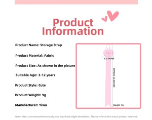 Pink bow fabric hair clip organizer with dimensions 26 x 3.15 inches and 9g lightweight