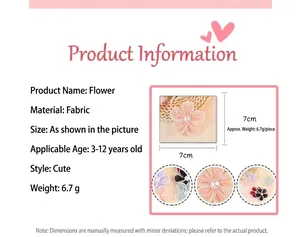 Flor de tela rosa de 7cm con perla blanca para accesorios de pelo y manualidades