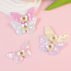 Pailletten Vlinder Applicaties Polyester Gaas Strass Bloem Patch Voor DIY Haarspelden Schoenen Tassen Decoratie Kinderen