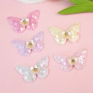 Glinsterende vlinder patches met strass bloem voor DIY haaraccessoires en knutselen
