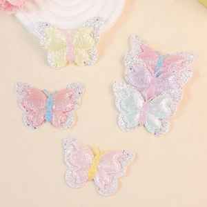 Glitter butterfly hair accessories set for DIY crafts and hairpins in pastel colors