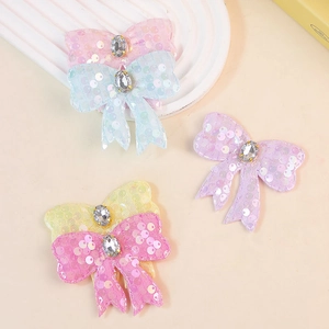 Linda Pinza para el Cabello con Lazo de Lentejuelas para Mujer Accesorio de Tela DIY Hecho a Mano con Strass Lazo de Poliéster