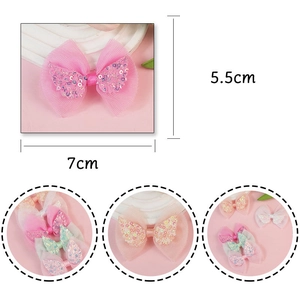 Set of mesh sequin butterfly wings bows for kids hair accessories in multi colors
