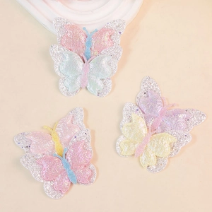 DIY 3D sequin butterfly accessories for hair clips and bags in pastel colors