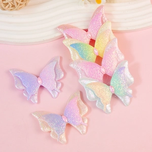 Sparkling gradient 3D butterfly bow DIY accessories with macaron colors and faux gems