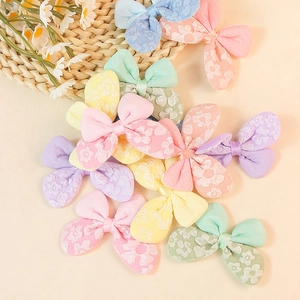 Polyester bow hair accessories set in macaron colors for DIY craft decoration projects