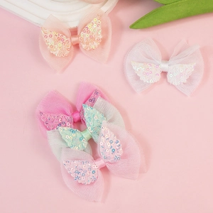 Mesh layered sequin butterfly wing accessories in pastel colors for hair and clothing decoration