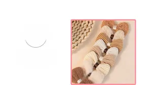 Detailed view of brown bow hair clips in wool, teddy velvet and knit autumn fabrics
