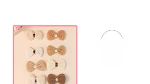Detailed close-up of brown knit and plush bow hair clips in earth tones for children