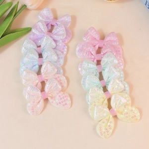 Glitter sequin bow fabric patches in pastel colors for clothing and DIY craft decoration