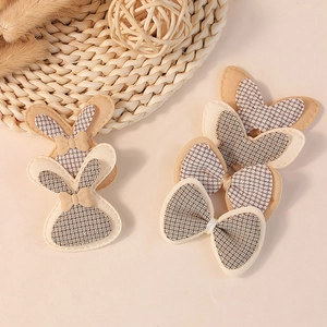 Handmade Polyester DIY Patch Houndstooth Plaid Rabbit Butterfly Bow Shape Apparel Accessory Hair Decoration Fabric Applique