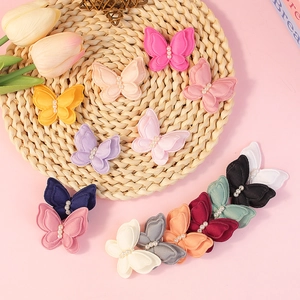 Dijes de Mariposa 3D de Tela de Poliéster Con Perla Artificial de Imitación Accesorios DIY para Horquillas Bolsos Ropa Adornos Decoraciones Mariposa
