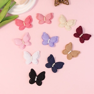 DIY vlinder stoffen patches met parels voor haaraccessoires en kledingdecoratie