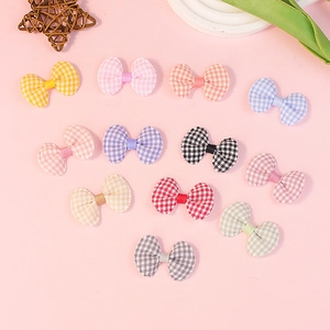 Mini Gingham Fabric Bow Knot DIY Handmade Accessories For Hair Clips Clothing Decoration Polyester Plaid Bows Craft Material