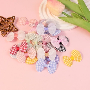 Colorful plaid fabric bow ties set for DIY hair accessories and clothing decoration