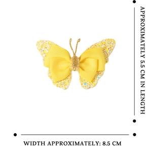 Pince à cheveux nœud papillon jaune pailleté pour filles, taille 8,5 cm x 5,5 cm
