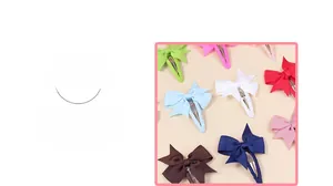 Detail of colorful grosgrain ribbon hair bows with durable metal alligator clips