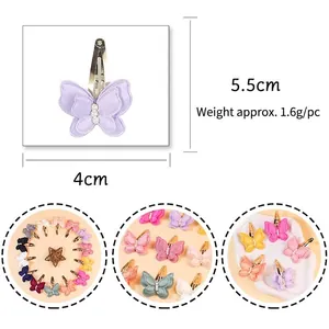 Fermaglio per capelli a farfalla 3D a doppio strato con perla per bambine, 5.5cm x 4cm