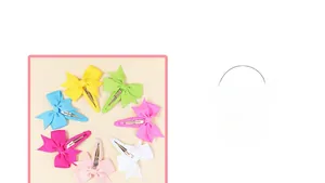 Set of seven colorful ribbon bow hair clips for kids featuring durable metal alligator grips