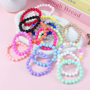 Dolce Macaron Colore Caramella Acrilico Perline Tonde Bracciale Elastico per Bambini Ragazze Gioielli Fatti a Mano Regalo