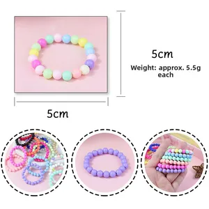 Bracciale elastico per bambini con perline acriliche da 6mm in colori macaron