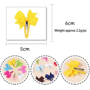 Colorful 6cm grosgrain ribbon bow hair clips for girls in various pastel shades