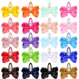 Set of 20 colorful 7cm grosgrain ribbon bow hair clips with metal alligator clips