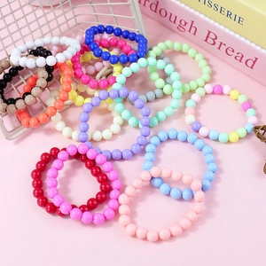 Braccialetti elastici in perle acriliche macaron 6mm per bambini in set multicolore