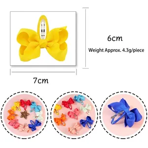 7cm Grosgrain ribbon bow hair clip set in vibrant colors for kids, 6cm width