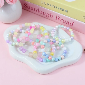 Set of colorful 8mm acrylic candy bracelets with frosted and jelly beads for kids