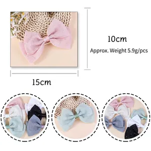 Barrette à cheveux nœud papillon fait main avec paillettes scintillantes 15x10cm