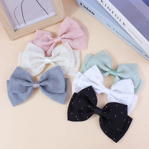 Lot de barrettes à nœuds en mousseline avec strass étincelants en six couleurs assorties