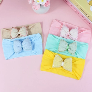 Cute Baby Girl Elastic Headband Large 3D Bow Scalloped Embroidery Edge Korean Style Toddler Soft Hair Accessory Headwear