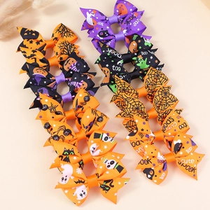Fermagli per capelli Halloween per bambine con fiocchi colorati e motivi di fantasmi