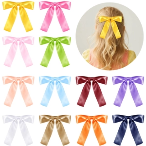 Nœud en Ruban de Satin Avec Longs Rubans Pour Accessoires de Coiffure Emballage Cadeau Style Balletcore Pour Femmes Filles Décoration