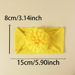 Fascia neonata gialla in nylon jacquard con grande fiore decorativo per bambini