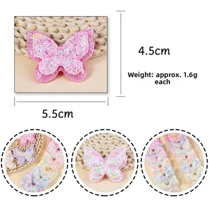 Glitzer Schmetterling Stoffaufnäher mit Perlen Pailletten für DIY Haarschmuck und Basteln