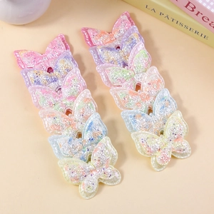 Set di 10 farfalle in tessuto glitterato sfumato per accessori capelli fai-da-te e hobby