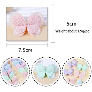 Lace sequin butterfly appliques in pastel colors for DIY crafts and hair accessories