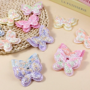 Patch a farfalla in tessuto a doppio strato con paillettes per accessori per capelli fai da te
