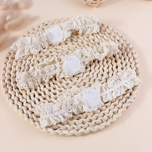 Bandeau en Dentelle Élastique pour Bébé Fille Fil de Coton Fait à la Main Ajouré Bandeau Cheveux pour Nourrissons Accessoire Photo